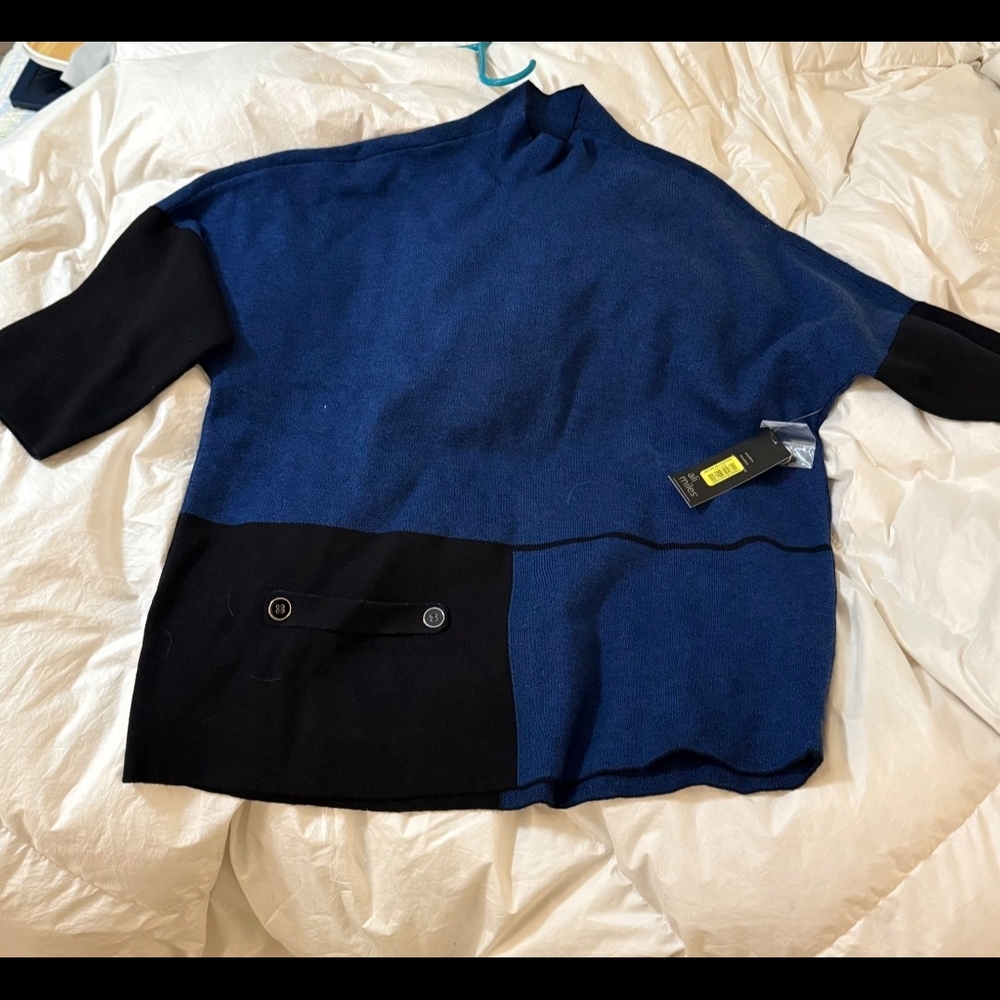 Woman's Blue and Black Sweater